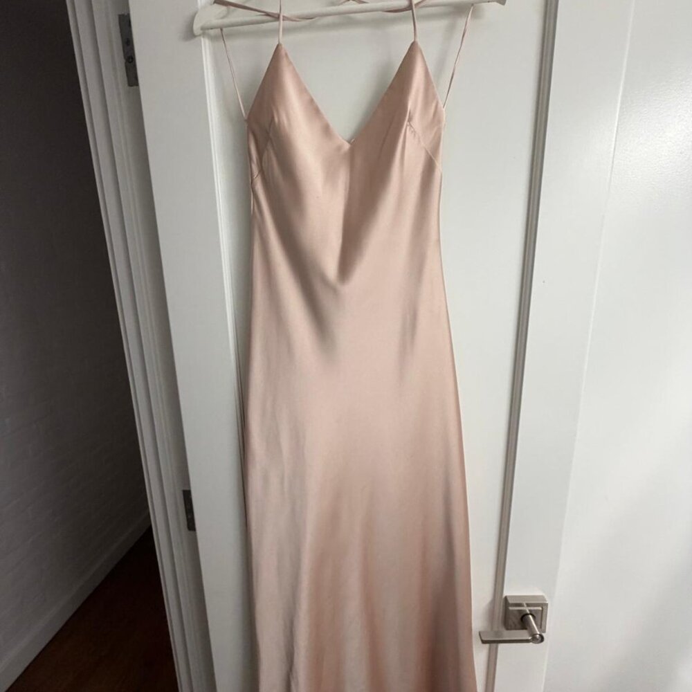 Zara Satin Slip Dress  l  XS  l  Salmon Pink - Picture 6 of 10